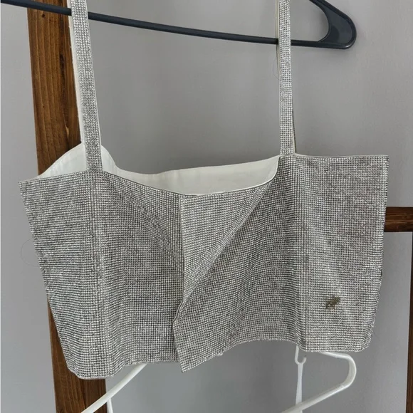 12th Tribe - Shira Silver Rhinestone Mini Skirt Set